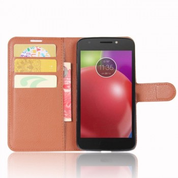 Dirbtinos odos atverčiamas dėklas rudas (MOTO E4)